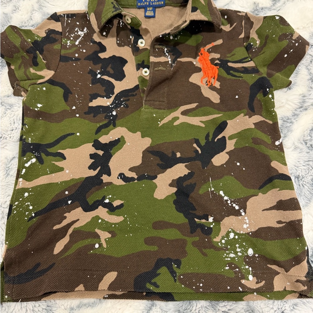 Polo by Ralph Lauren Kids Camo Polo Shirt - Green, Brown, and Orange